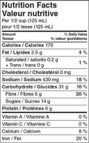 Nutrition Facts - Maple syrup beans