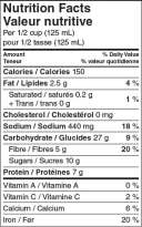 Nutrition Facts - Vegetarian beans